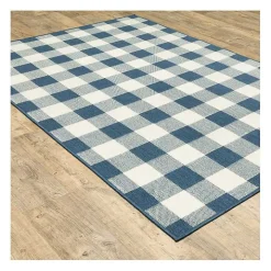Blue Buffalo Check Outdoor Area Rug, 3x5
