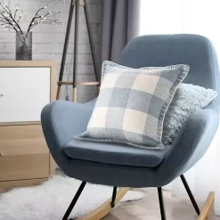 Blue Buffalo Check Stitched Outdoor Throw Pillow