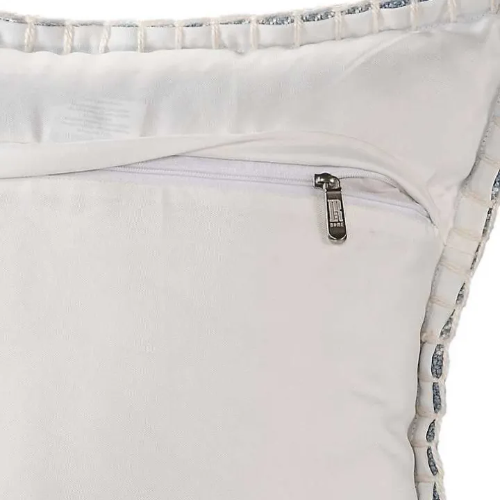 Blue Buffalo Check Stitched Outdoor Throw Pillow