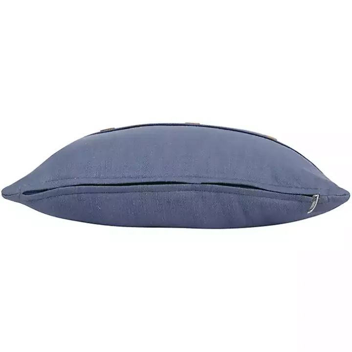 Blue Buttoned Throw Pillow