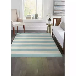 Blue Cabana Stripe Indoor/Outdoor Area Rug, 7x9
