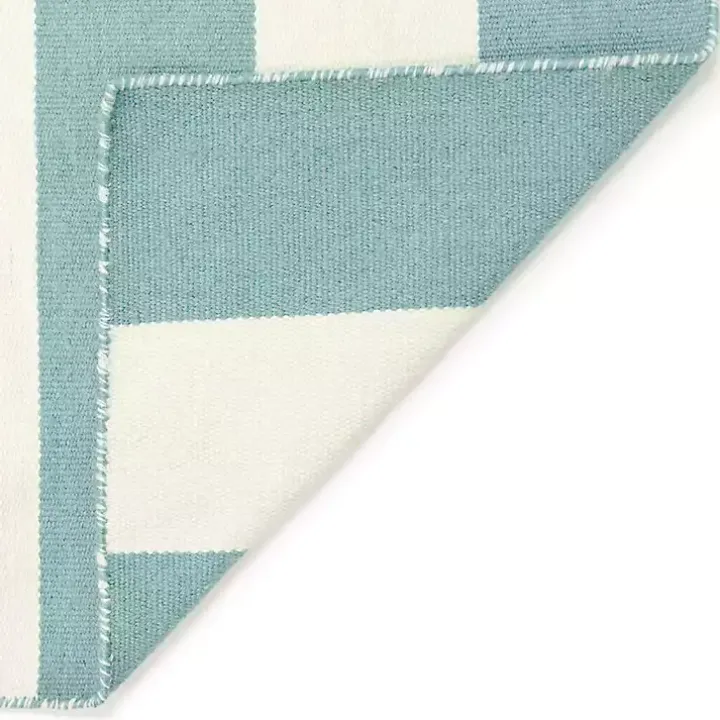 Blue Cabana Stripe Indoor/Outdoor Runner, 2x8
