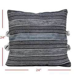 Blue Chevron Woven Outdoor Pillow