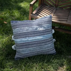 Blue Chevron Woven Outdoor Pillow