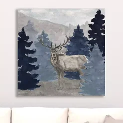 Blue Cliff Mountains Elk III Canvas Art Print