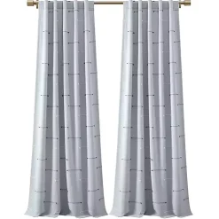 Blue Clipped Stripe Curtain Panel Set, 84 in.