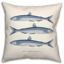 Blue Coastal Fish Outdoor Pillow