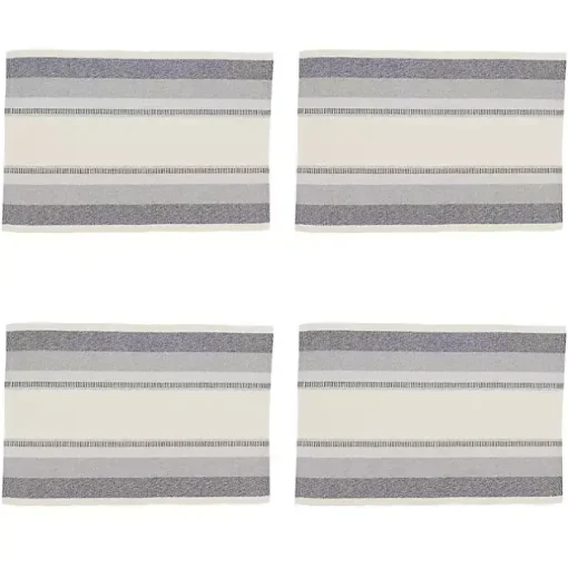 Blue Coastal Ribbed Striped Placemats, Set of 4