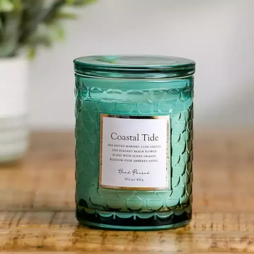 Blue Coastal Tide Glass Jar Candle