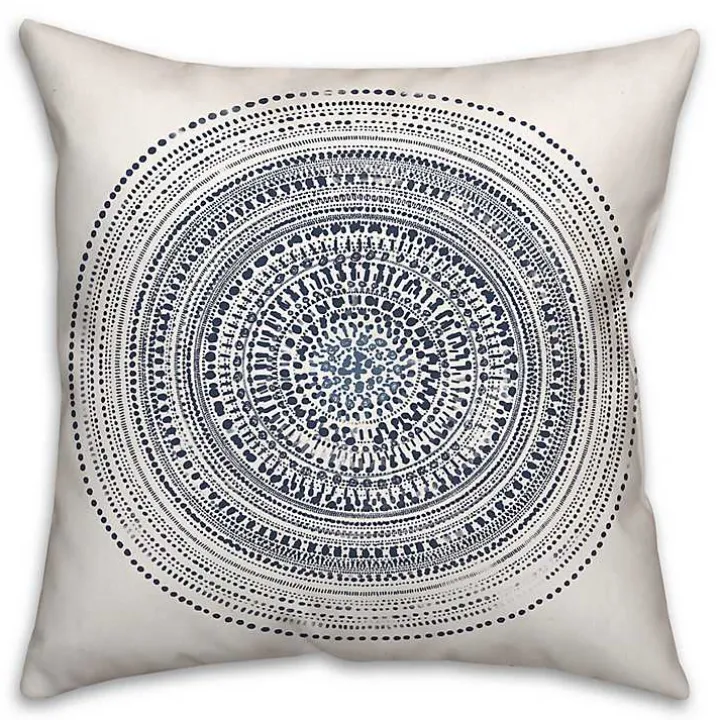 Blue Dash Circle Pattern Outdoor Pillow
