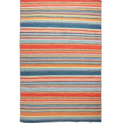 Blue Dhurri Stripe Indoor/Outdoor Area Rug, 7x9