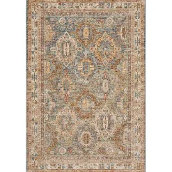 Blue Distressed Multi Medallion Area Rug, 5x7