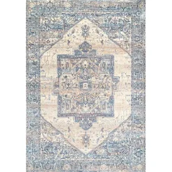 Blue Eli Medallion Fringe Area Rug, 5x8