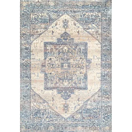 Blue Eli Medallion Fringe Area Rug, 5x8
