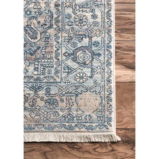 Blue Eli Medallion Fringe Area Rug, 5x8