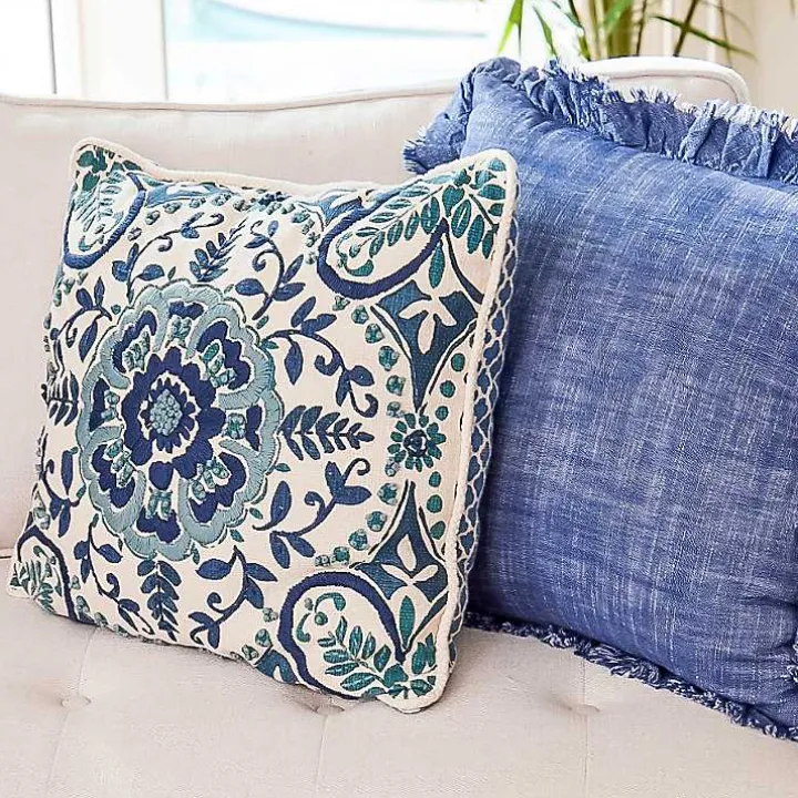 Blue Embroidered Claudia Pillow