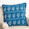 Blue Embroidered Coral Pillow