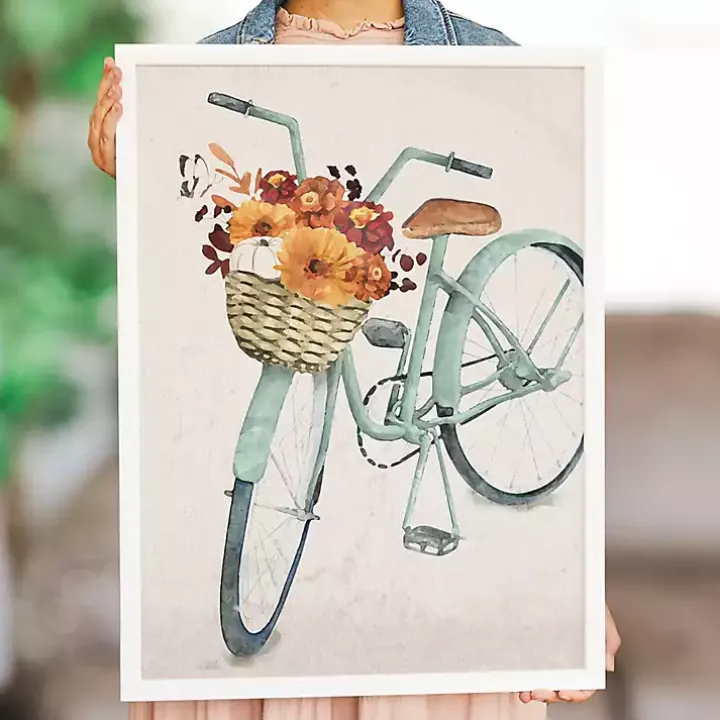 Blue Fall Bike Framed Art Print