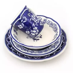 Blue Floral Hand Painted 16-pc. Dinnerware Set