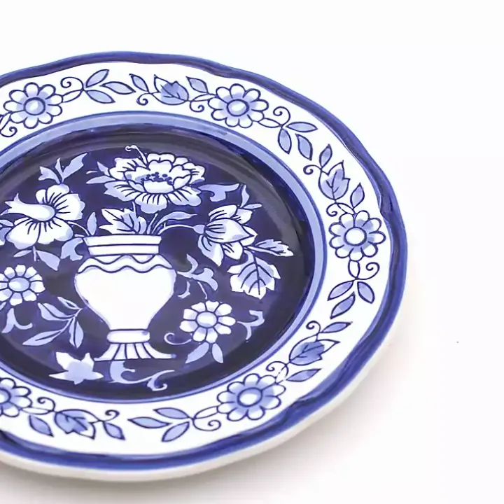 Blue Floral Hand Painted 16-pc. Dinnerware Set