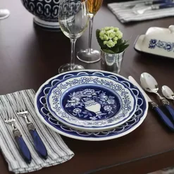 Blue Floral Hand Painted 16-pc. Dinnerware Set