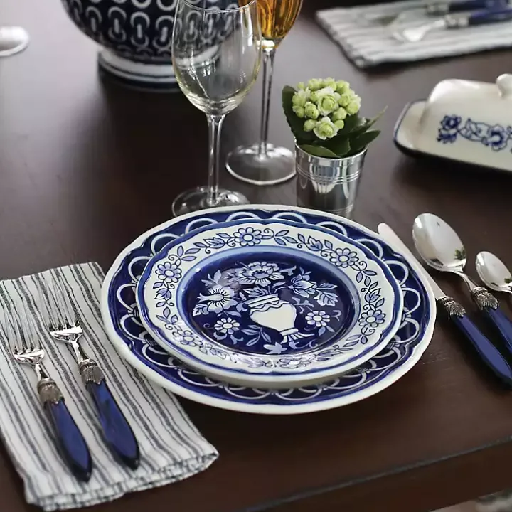 Blue Floral Hand Painted 16-pc. Dinnerware Set