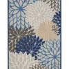 Blue Floral Outdoor Area Rug, 7x10