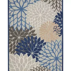 Blue Floral Outdoor Area Rug, 7x10