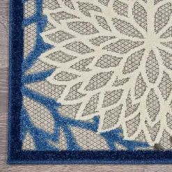 Blue Floral Outdoor Area Rug, 7x10