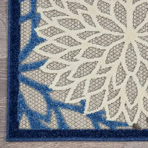 Blue Floral Outdoor Area Rug, 7x10