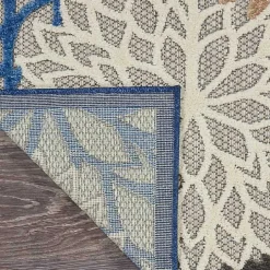 Blue Floral Outdoor Area Rug, 7x10