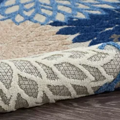 Blue Floral Outdoor Area Rug, 7x10