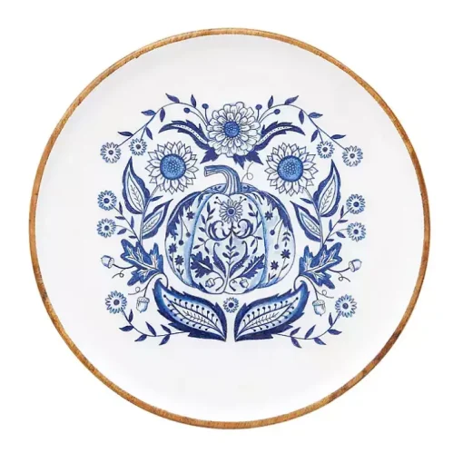 Blue Floral Pumpkin Serving Tray