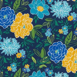 Blue Floral Tufted Outdoor Seat Cushions, Set of 2