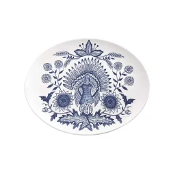 Blue Floral Turkey Oval Platter