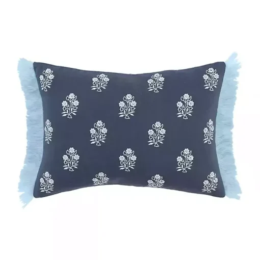 Blue French Floral Lumbar Pillow