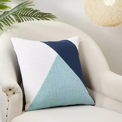 Blue Geometric Colorblock Throw Pillow
