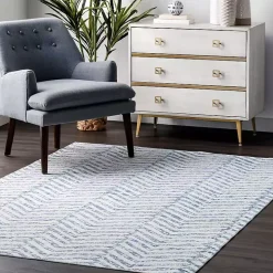 Blue Geometric Pattern Washable Runner
