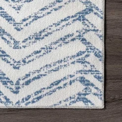Blue Geometric Pattern Washable Area Rug, 3x5