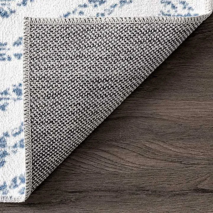 Blue Geometric Pattern Washable Area Rug, 5x8