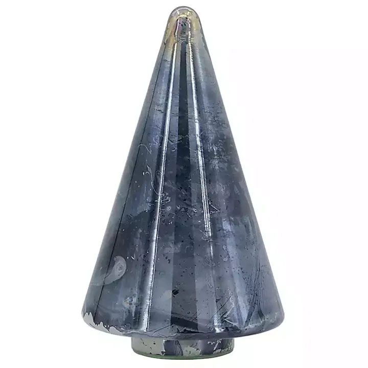 Blue Glass Cone Shaped Christmas Tree, 10 in.