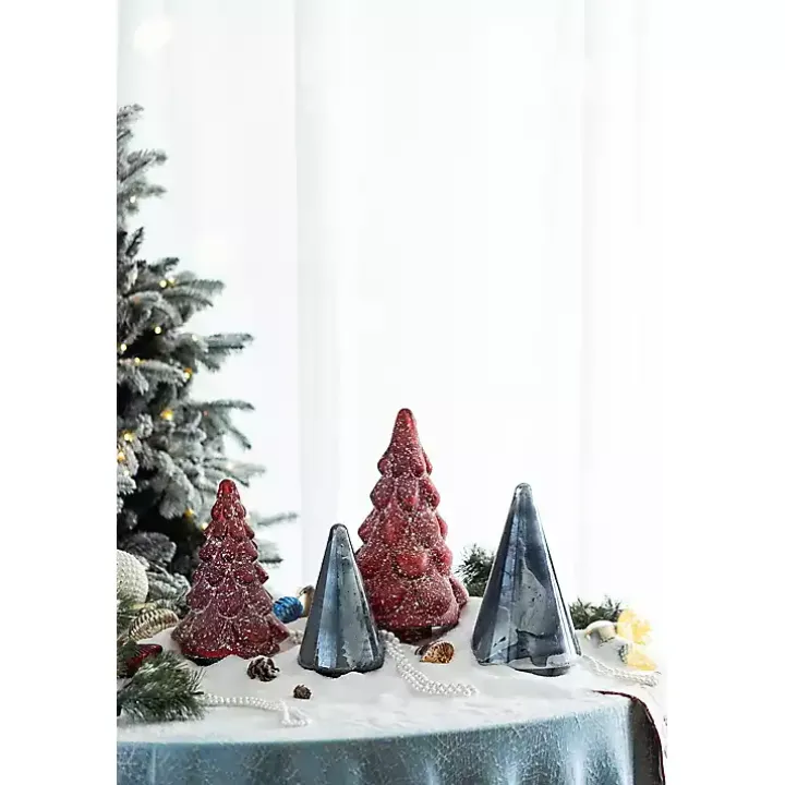 Blue Glass Cone Shaped Christmas Tree, 10 in.