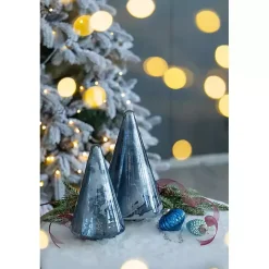 Blue Glass Cone Shaped Christmas Tree, 11.5 in.