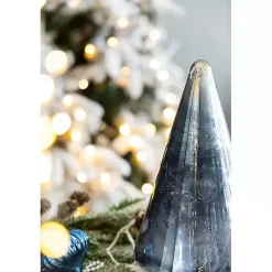 Blue Glass Cone Shaped Christmas Tree, 11.5 in.