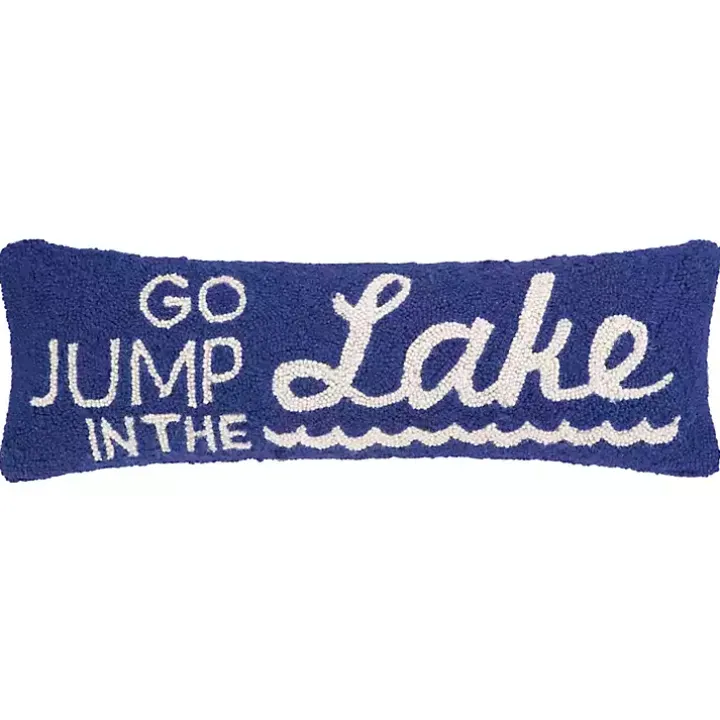 Blue Go Jump in the Lake Hooked Lumbar Pillow