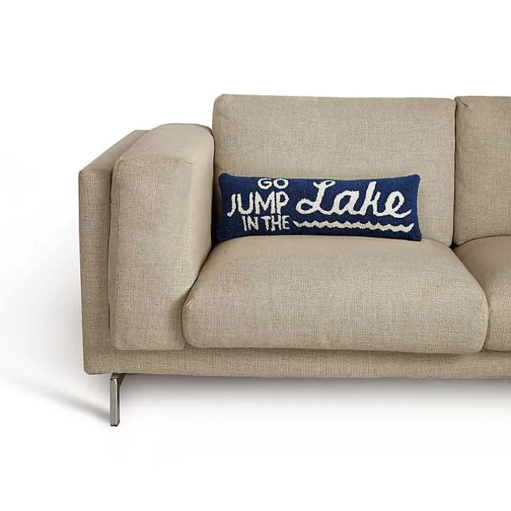 Blue Go Jump in the Lake Hooked Lumbar Pillow