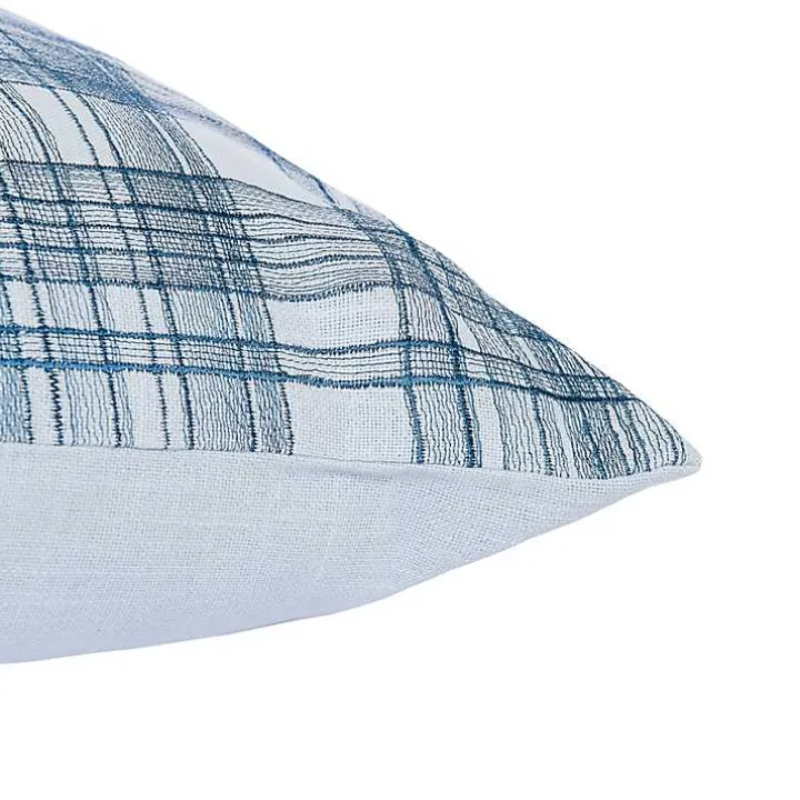 Blue Handwoven Plaid Throw Pillow