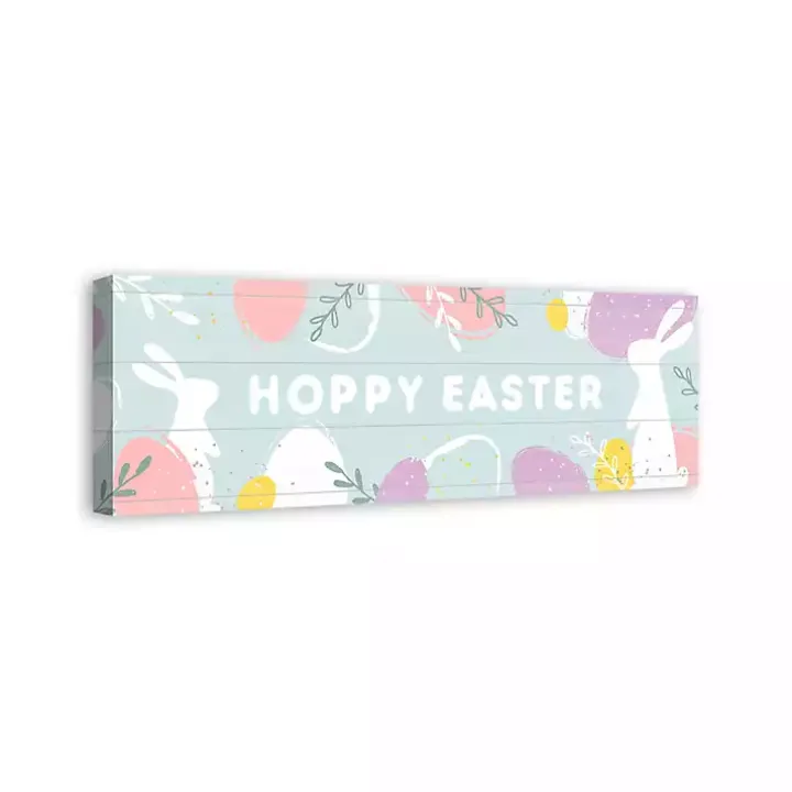 Blue Hoppy Easter Canvas Wall Plaque