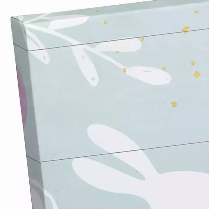 Blue Hoppy Easter Canvas Wall Plaque