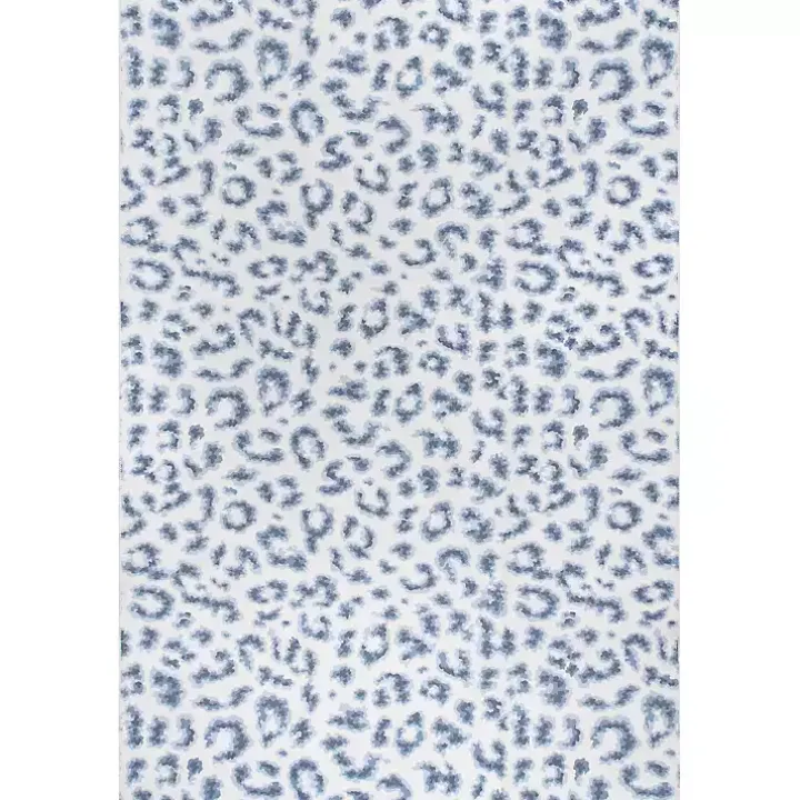 Blue Leopard Spots Washable Area Rug, 5x8